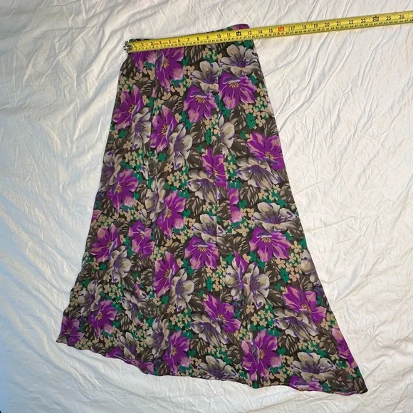 Dana Buchman 100% Silk Vintage Bias-Cut Floral Midi Skirt Size 4 Y2K Late 90s - Picture 9 of 12